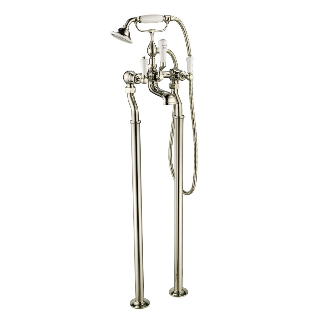 JTP Grosvenor Lever Nickel Freestanding Bath Shower Mixer & Kit Cut Out